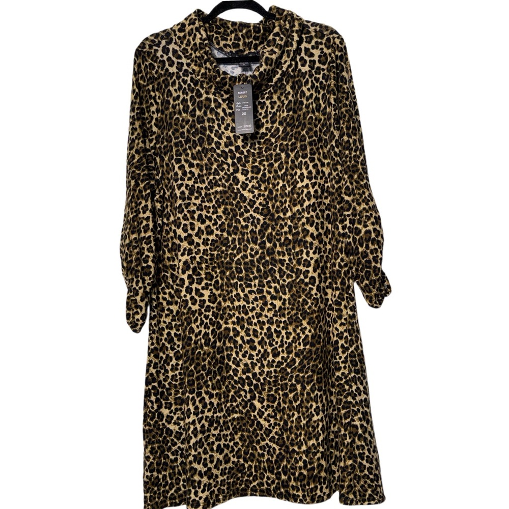 Robert Louis NWT Cheetah Print Long Sleeve Dress Sz 2X